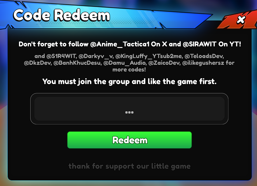 Anime Tactical Simulator code redeem