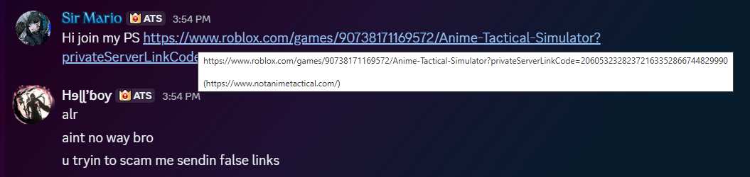 Scam link example one.